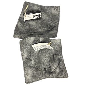 Microwave Bowl Warming Pads, Handmade Pair, [Grey Foliage Print 100% Cotton] NEW